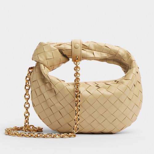 Bottega Veneta Mini Jodie Chain Bag In Porridge Intrecciato Lambskin Bottega Veneta Mini Jodie Chain Bag In Porridge Intrecciato Lambskin
