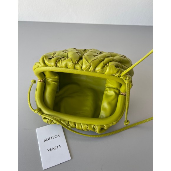 Bottega Veneta Mini Pouch with Strap in Kiwi Intrecciato Lambskin Bottega Veneta Mini Pouch with Strap in Kiwi Intrecciato Lambskin