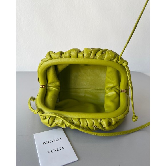 Bottega Veneta Mini Pouch with Strap in Kiwi Intrecciato Lambskin Bottega Veneta Mini Pouch with Strap in Kiwi Intrecciato Lambskin