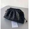 Bottega Veneta Mini Pouch with Strap in Black Intrecciato Lambskin