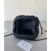 Bottega Veneta Mini Pouch with Strap in Black Intrecciato Lambskin