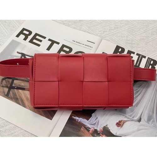 Bottega Veneta Cassette Belt Bag In Red Lambskin