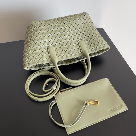 Bottega Veneta Cabat Mini Bag In Travertine Intrecciato Lambskin Bottega Veneta Cabat Mini Bag In Travertine Intrecciato Lambskin