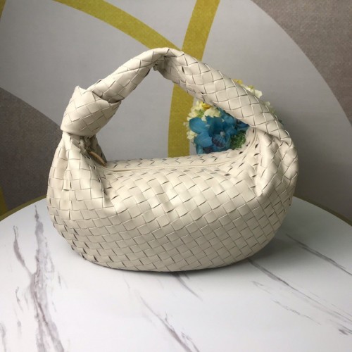 Bottega Veneta BV Jodie Small Bag In White Intrecciato Lambskin Bottega Veneta BV Jodie Small Bag In White Intrecciato Lambskin