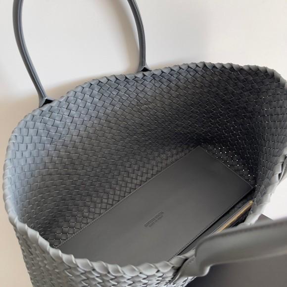 Bottega Veneta Cabat Large Bag In Thunder Intrecciato Lambskin Bottega Veneta Cabat Large Bag In Thunder Intrecciato Lambskin