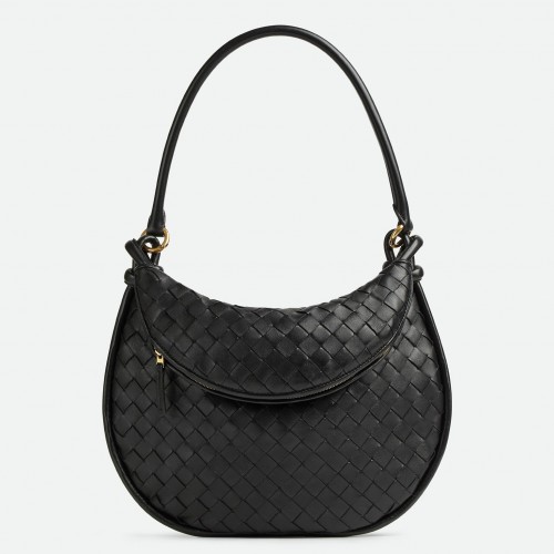 Bottega Veneta Gemelli Medium Bag in Black Intrecciato Lambskin Bottega Veneta Gemelli Medium Bag in Black Intrecciato Lambskin