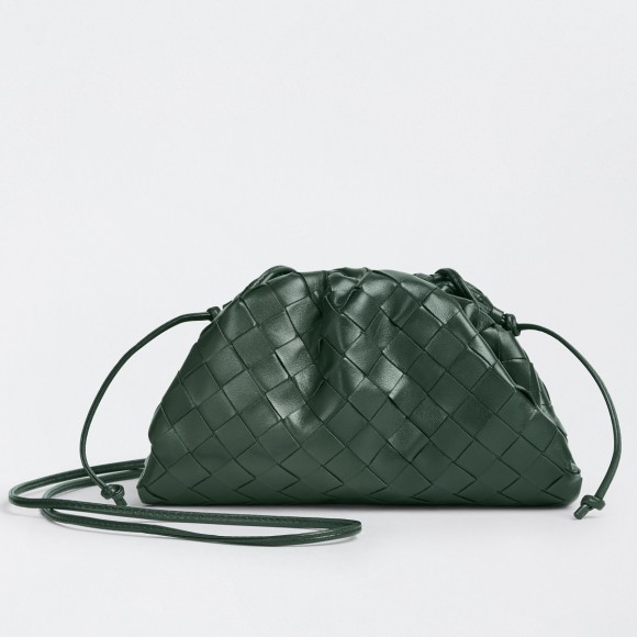 Bottega Veneta Mini Pouch with Strap in Raintree Intrecciato Lambskin Bottega Veneta Mini Pouch with Strap in Raintree Intrecciato Lambskin