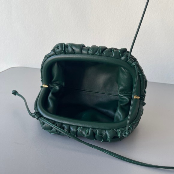 Bottega Veneta Mini Pouch with Strap in Raintree Intrecciato Lambskin Bottega Veneta Mini Pouch with Strap in Raintree Intrecciato Lambskin