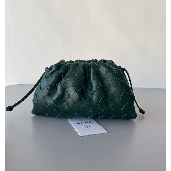 Bottega Veneta Mini Pouch with Strap in Raintree Intrecciato Lambskin Bottega Veneta Mini Pouch with Strap in Raintree Intrecciato Lambskin