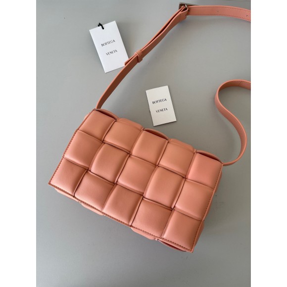 Bottega Veneta Padded Cassette Bag In Peachy Intrecciato Lambskin Bottega Veneta Padded Cassette Bag In Peachy Intrecciato Lambskin