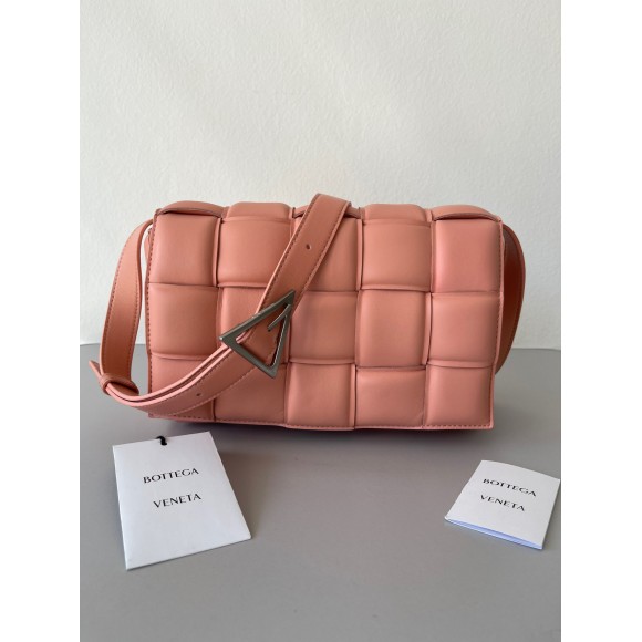 Bottega Veneta Padded Cassette Bag In Peachy Intrecciato Lambskin Bottega Veneta Padded Cassette Bag In Peachy Intrecciato Lambskin