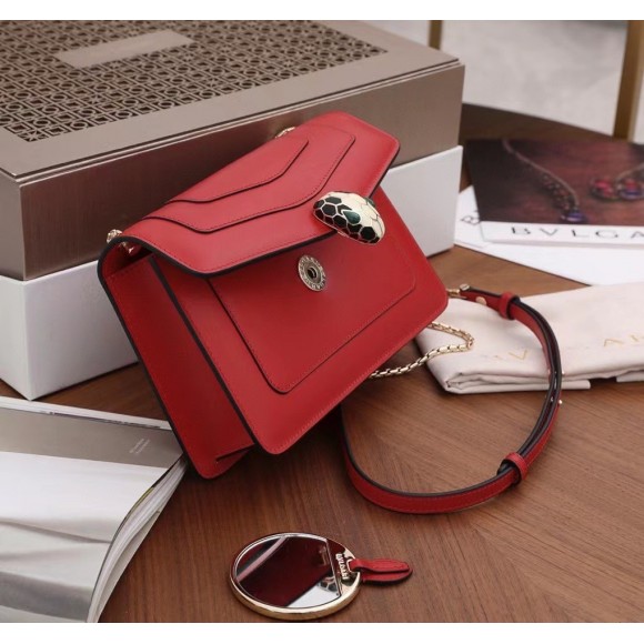 Bvlgari Serpenti Forever Small Cross-body Bag In Red Calfskin Bvlgari Serpenti Forever Small Cross-body Bag In Red Calfskin
