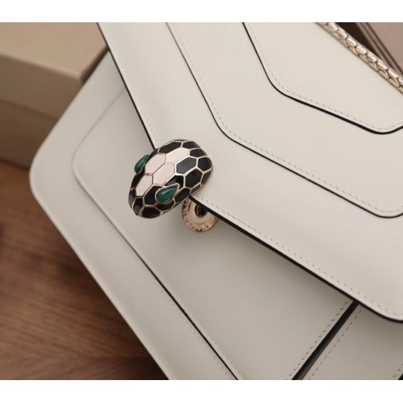 Bvlgari Serpenti Forever Medium Shoulder Bag In White Calfskin Bvlgari Serpenti Forever Medium Shoulder Bag In White Calfskin