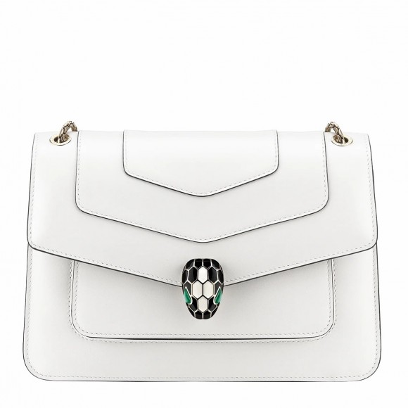 Bvlgari Serpenti Forever Medium Shoulder Bag In White Calfskin Bvlgari Serpenti Forever Medium Shoulder Bag In White Calfskin