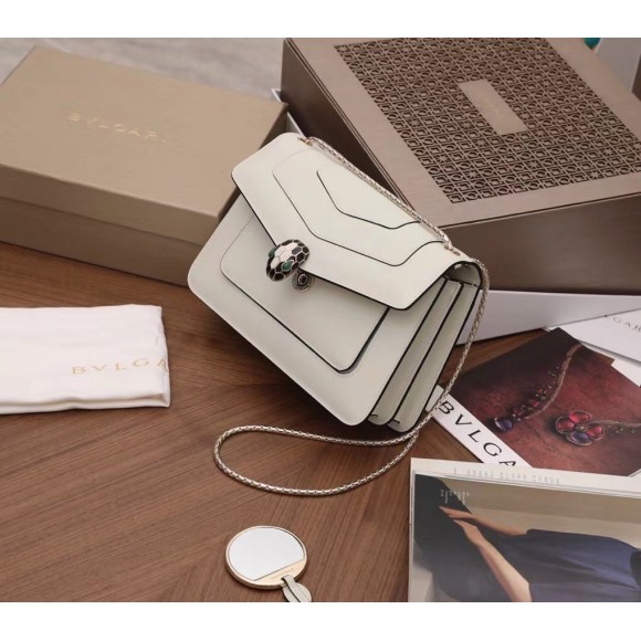 Bvlgari Serpenti Forever Medium Shoulder Bag In White Calfskin Bvlgari Serpenti Forever Medium Shoulder Bag In White Calfskin