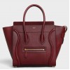 Celine Micro Luggage Tote Bag In Dark Red Drummed Calfskin