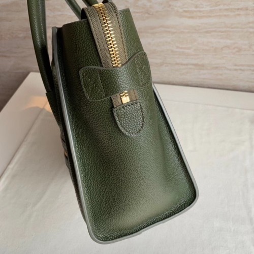 Celine Micro Luggage Tote Bag In Khaki Green Drummed Calfskin Celine Micro Luggage Tote Bag In Khaki Green Drummed Calfskin