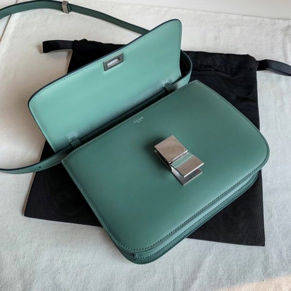 Celine Classic Box Medium Bag In Celadon Box Calfskin Celine Classic Box Medium Bag In Celadon Box Calfskin