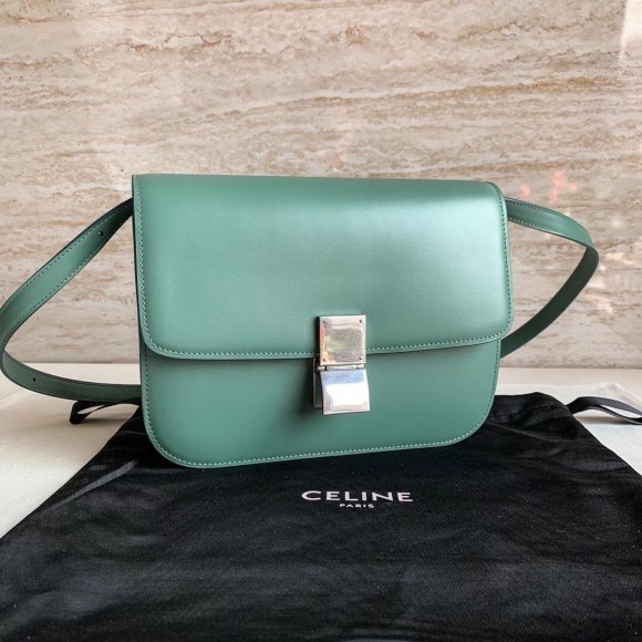 Celine Classic Box Medium Bag In Celadon Box Calfskin Celine Classic Box Medium Bag In Celadon Box Calfskin
