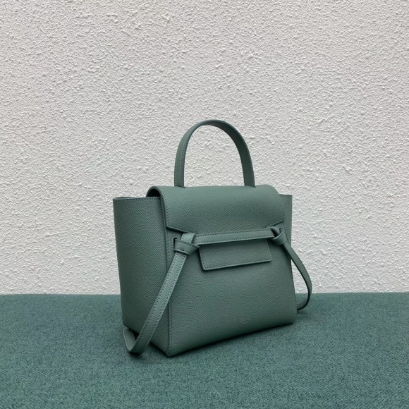 Celine Belt Nano Bag In Celadon Grained Calfskin Celine Belt Nano Bag In Celadon Grained Calfskin