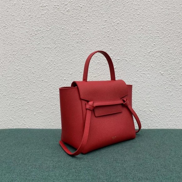 Celine Belt Nano Bag In Red Grained Calfskin Celine Belt Nano Bag In Red Grained Calfskin