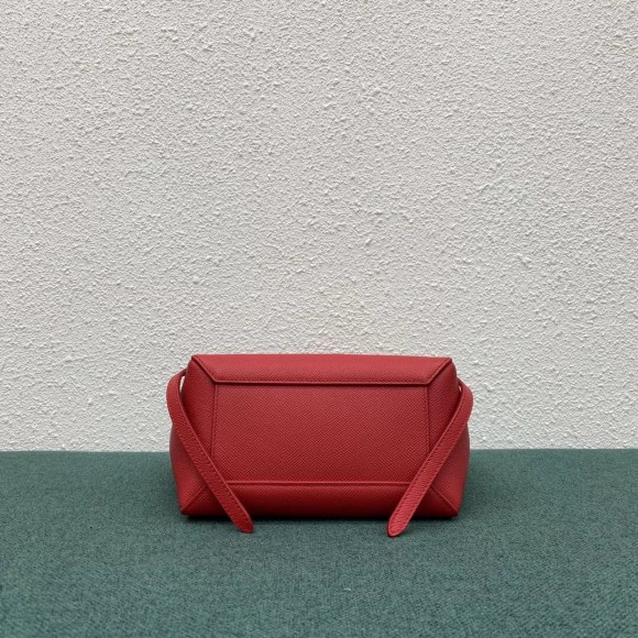 Celine Belt Nano Bag In Red Grained Calfskin Celine Belt Nano Bag In Red Grained Calfskin