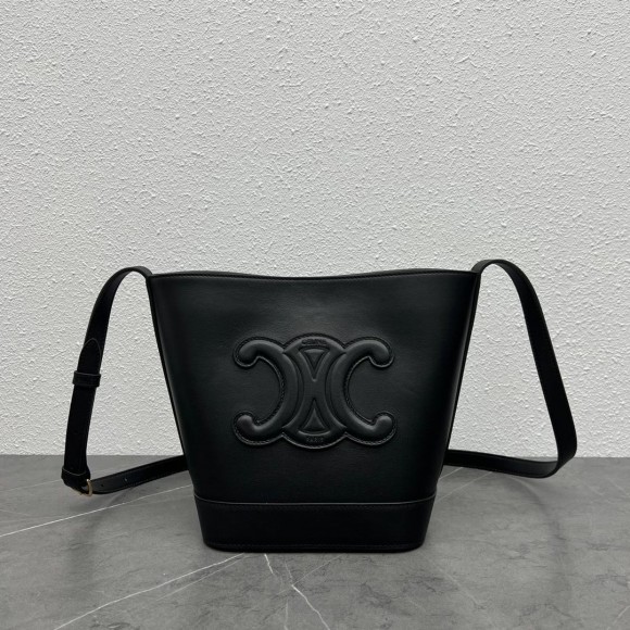 Celine Small Bucket Cuir Triomphe In Black Calfskin Celine Small Bucket Cuir Triomphe In Black Calfskin