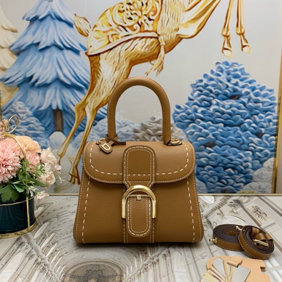 Delvaux Brillant Mini Surpique Bag in Brown Rodeo Calf Leather Delvaux Brillant Mini Surpique Bag in Brown Rodeo Calf Leather