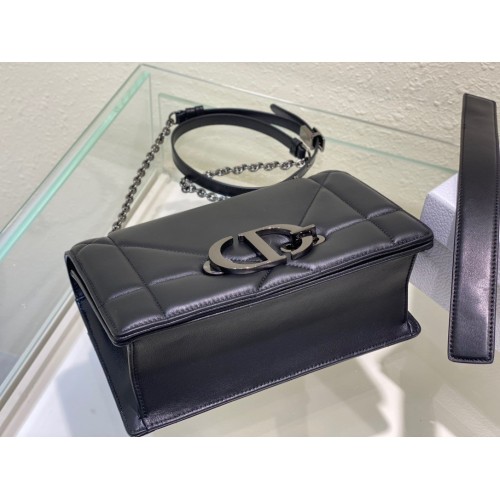 Dior 30 Montaigne Chain Bag With Handle In Black Lambskin Dior 30 Montaigne Chain Bag With Handle In Black Lambskin