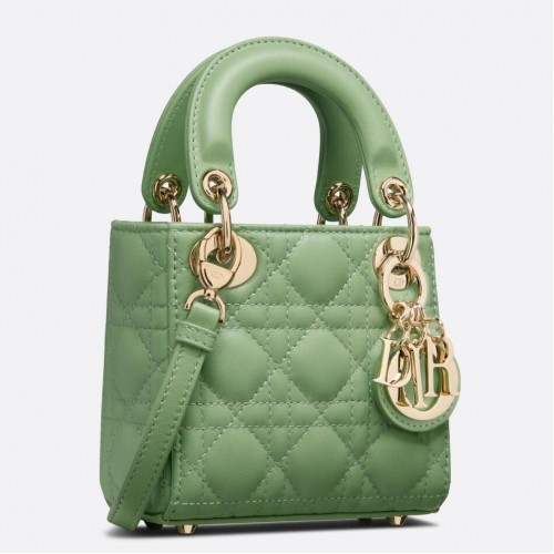 Dior Lady Dior Micro Bag In Mint Cannage Lambskin Dior Lady Dior Micro Bag In Mint Cannage Lambskin