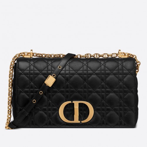 Dior Caro Large Bag In Black Cannage Calfskin Dior Caro Large Bag In Black Cannage Calfskin