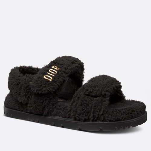 Dior Dioract Sandals In Black Shearling Dior Dioract Sandals In Black Shearling