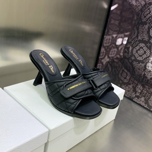 Dior Dio(r)evolution Heeled Slides In Black Calfskin Dior Dio(r)evolution Heeled Slides In Black Calfskin