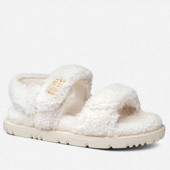 Dior Dioract Sandals In White Shearling Dior Dioract Sandals In White Shearling