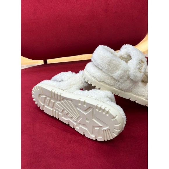 Dior Dioract Sandals In White Shearling Dior Dioract Sandals In White Shearling