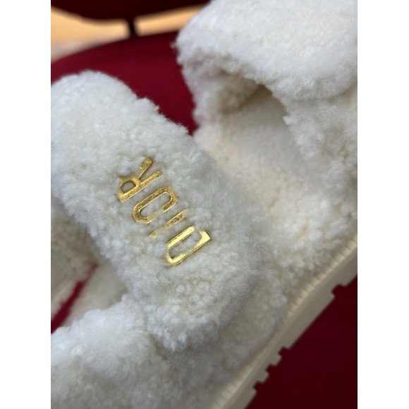 Dior Dioract Sandals In White Shearling Dior Dioract Sandals In White Shearling