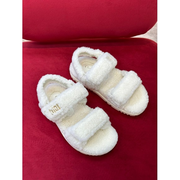 Dior Dioract Sandals In White Shearling Dior Dioract Sandals In White Shearling