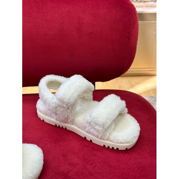 Dior Dioract Sandals In White Shearling Dior Dioract Sandals In White Shearling