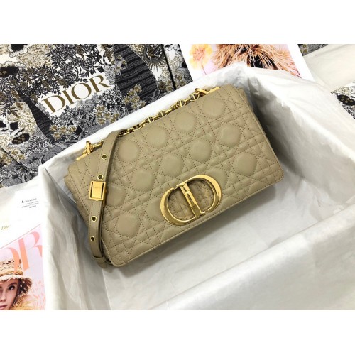 Dior Caro Medium Bag In Beige Cannage Calfskin Dior Caro Medium Bag In Beige Cannage Calfskin