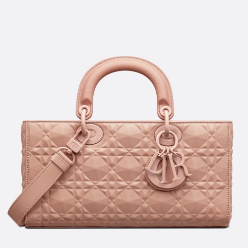 Dior Lady D-Joy Medium Bag In Nude Calfskin with Diamond Motif Dior Lady D-Joy Medium Bag In Nude Calfskin with Diamond Motif