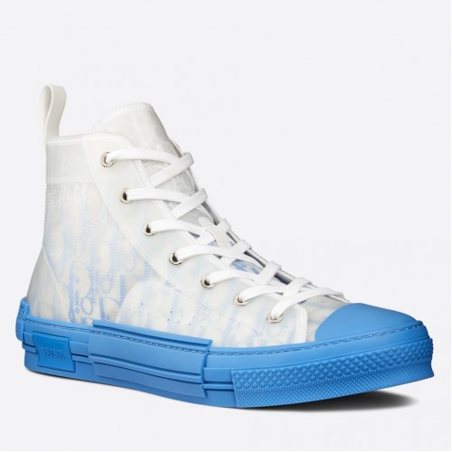 Dior Men's B23 High-top Sneakers In Gradient Blue Oblique Canvas Dior Men's B23 High-top Sneakers In Gradient Blue Oblique Canvas