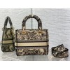 Dior Lady D-Lite Medium Bag In Brown Toile de Jouy Embroidery