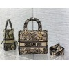 Dior Lady D-Lite Medium Bag In Brown Toile de Jouy Embroidery