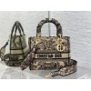 Dior Lady D-Lite Medium Bag In Brown Toile de Jouy Embroidery