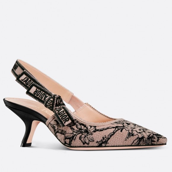 Dior J'Adior Slingback Pumps 65mm In Nude Jardin Botanique Embroidery Cotton Dior J'Adior Slingback Pumps 65mm In Nude Jardin Botanique Embroidery Cotton