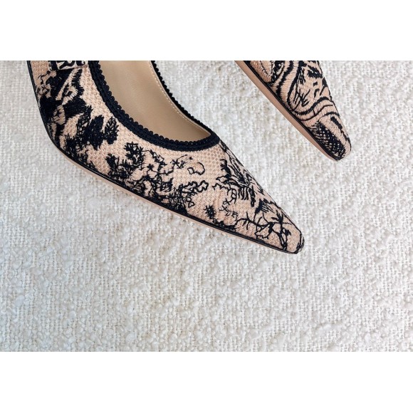 Dior J'Adior Slingback Pumps 65mm In Nude Jardin Botanique Embroidery Cotton Dior J'Adior Slingback Pumps 65mm In Nude Jardin Botanique Embroidery Cotton