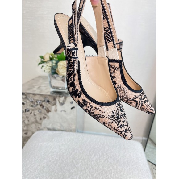 Dior J'Adior Slingback Pumps 65mm In Nude Jardin Botanique Embroidery Cotton Dior J'Adior Slingback Pumps 65mm In Nude Jardin Botanique Embroidery Cotton