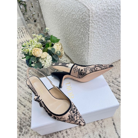 Dior J'Adior Slingback Pumps 65mm In Nude Jardin Botanique Embroidery Cotton Dior J'Adior Slingback Pumps 65mm In Nude Jardin Botanique Embroidery Cotton
