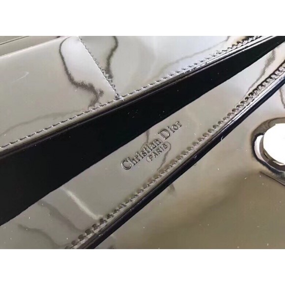 Dior Lady Dior Chain Pouch In Black Patent Cannage Calfskin Dior Lady Dior Chain Pouch In Black Patent Cannage Calfskin