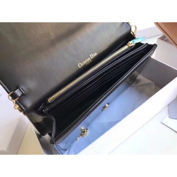 Dior Lady Dior Chain Pouch In Black Patent Cannage Calfskin Dior Lady Dior Chain Pouch In Black Patent Cannage Calfskin